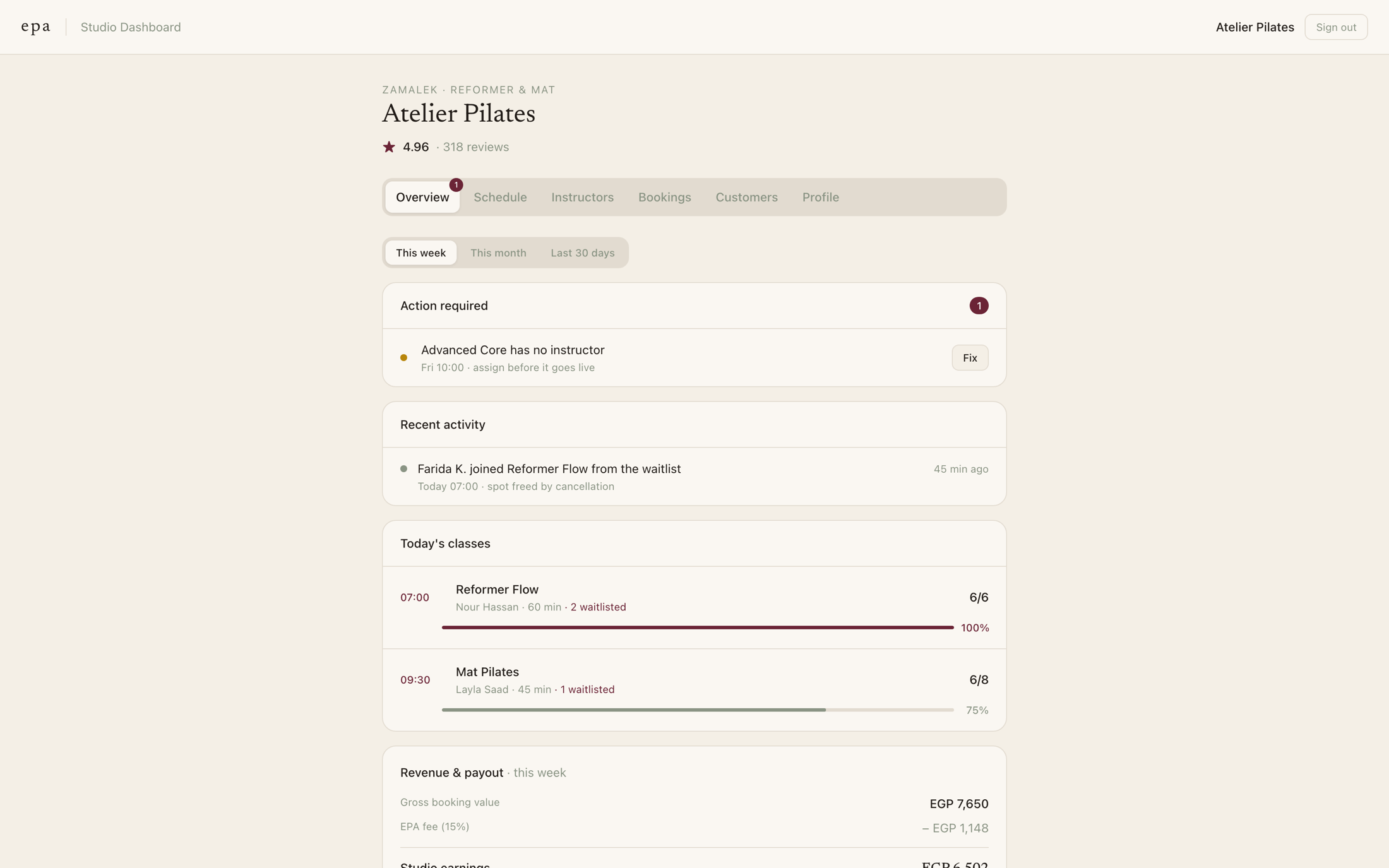 epa studio dashboard